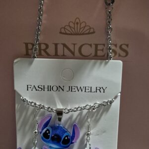 Collier et Boucles d'Oreilles Stitch Scintillant – Parure Acrylique 2D